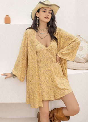 Printed Halter Neck Romper and Cover Up Set - MimiStylez