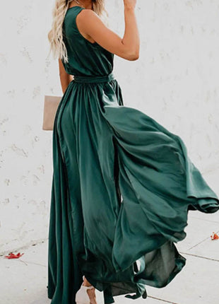 Surplice Tie Waist Maxi Dress - MimiStylez