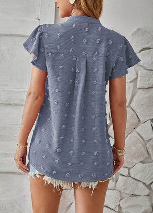 Swiss Dot Notched Cap Sleeve T-Shirt - MimiStylez