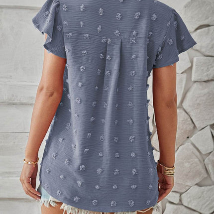 Swiss Dot Notched Cap Sleeve T-Shirt - MimiStylez