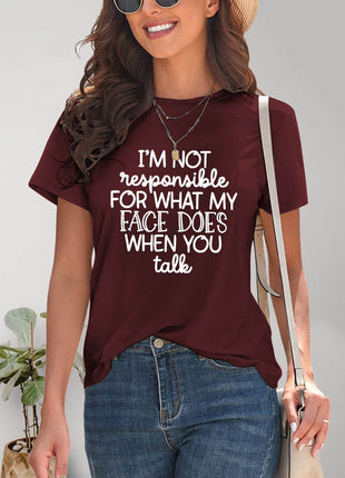 Letter Graphic Round Neck Short Sleeve T-Shirt - MimiStylez