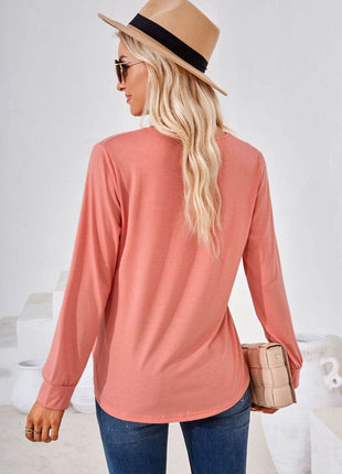 Square Neck Ruched Long Sleeve Blouse - MimiStylez