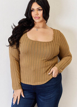 Basic Bae Full Size Ribbed Long Sleeve T-Shirt - MimiStylez