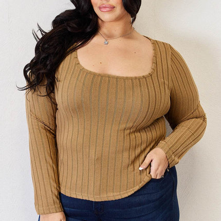 Basic Bae Full Size Ribbed Long Sleeve T-Shirt - MimiStylez