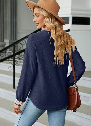 V-Neck Long Sleeve Blouse - MimiStylez