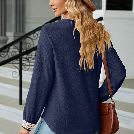 V-Neck Long Sleeve Blouse - MimiStylez
