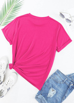 Flower Round Neck Short Sleeve T-Shirt - MimiStylez