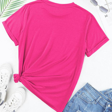 Flower Round Neck Short Sleeve T-Shirt - MimiStylez