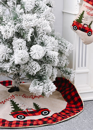 Linen Tree Skirt Car Christmas Tree 120CM Christmas Decoration Tree
