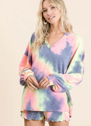 BiBi Tie Dye French Terry Top and Shorts Set - MimiStylez