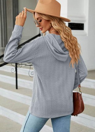 Cable-Knit Long Sleeve Hoodie - MimiStylez