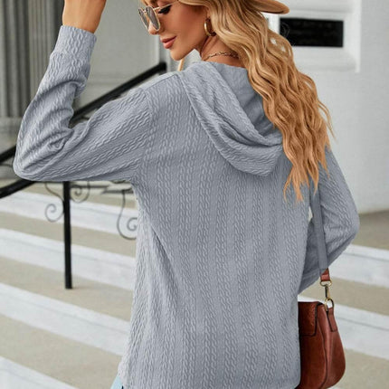 Cable-Knit Long Sleeve Hoodie - MimiStylez