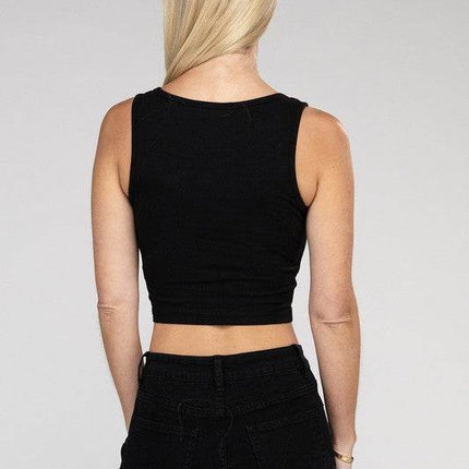 Cotton Square Neck Cropped Cami Top - MimiStylez