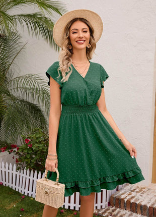 Swiss Dot Cap Sleeve Dress - MimiStylez