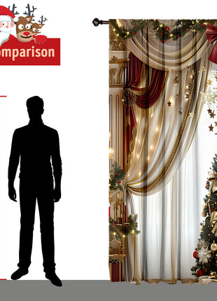 2PCs Christmas Curtain 3D Digital Printing