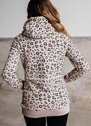 Leopard Print Long Sleeve Hoodie - MimiStylez