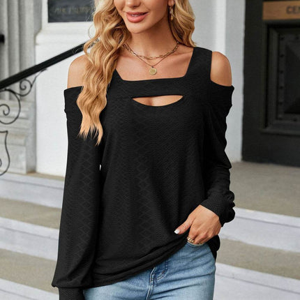 Cold Shoulder Square Neck Cutout Blouse - MimiStylez