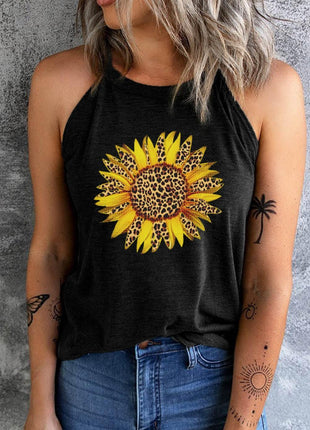 Sunflower Graphic Round Neck Tank - MimiStylez