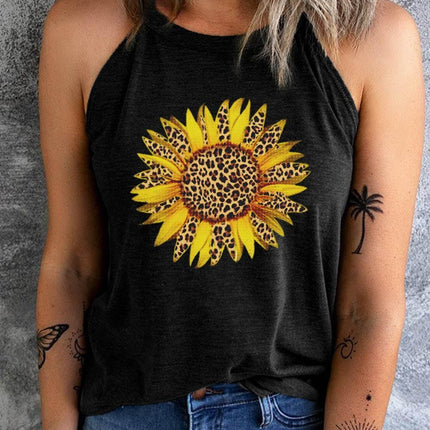 Sunflower Graphic Round Neck Tank - MimiStylez