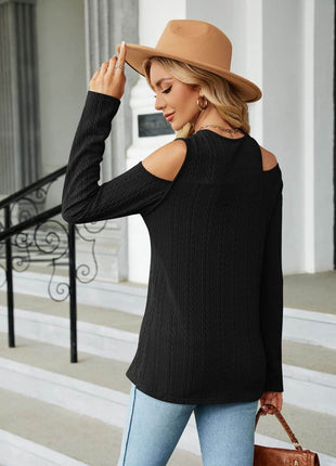 Dropped Shoulder Long Sleeve Blouse - MimiStylez