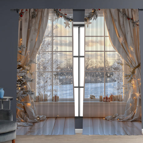2PCs Christmas Curtain 3D Printing