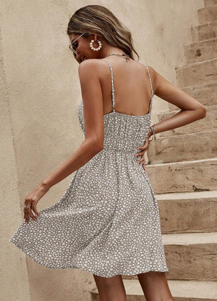 Floral V-Neck Mini Cami Dress - MimiStylez