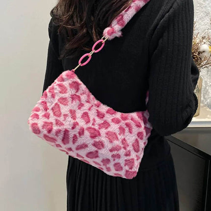 Leopard Fluff Shoulder Bag - MimiStylez