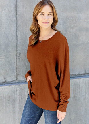 Double Take Full Size Round Neck Long Sleeve T-Shirt - MimiStylez
