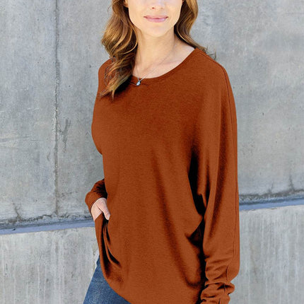 Double Take Full Size Round Neck Long Sleeve T-Shirt - MimiStylez