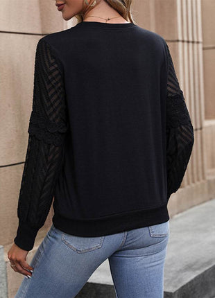 Round Neck Long Sleeve Blouse - MimiStylez