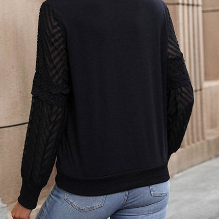 Round Neck Long Sleeve Blouse - MimiStylez