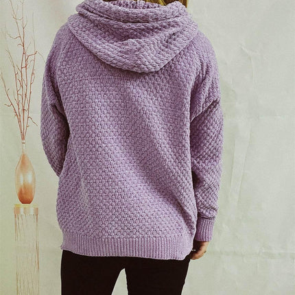 Drawstring Long Sleeve Hooded Sweater - MimiStylez