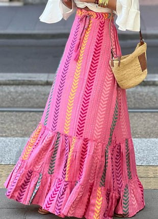 Drawstring Geometric High Waist Skirt - MimiStylez