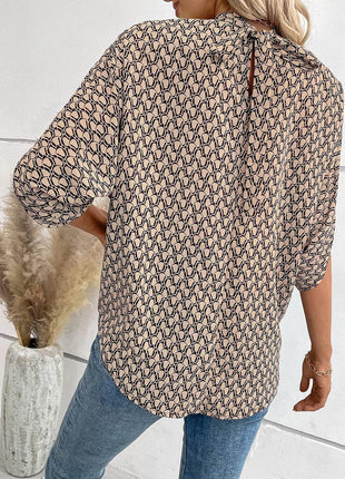 Tie Back Slit Half Sleeve Blouse - MimiStylez