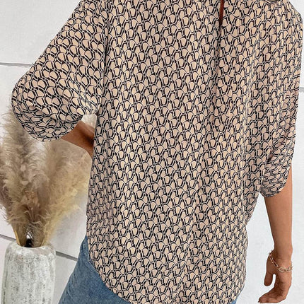 Tie Back Slit Half Sleeve Blouse - MimiStylez