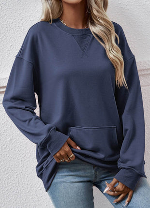 Round Neck Long Sleeve Sweatshirt - MimiStylez