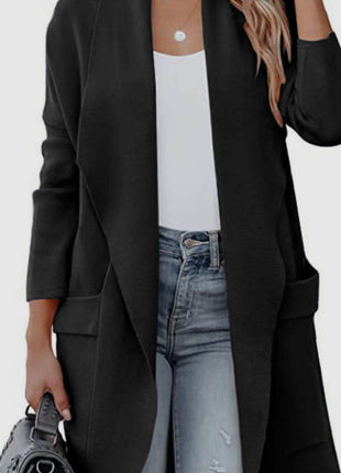 Open Front Dropped Shoulder Outerwear - MimiStylez