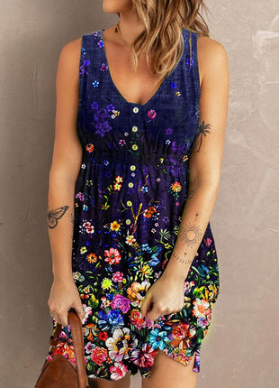 Double Take Scoop Neck Buttoned Sleeveless Magic Dress with Pockets - MimiStylez