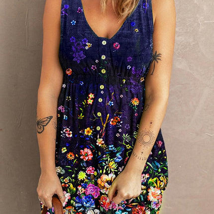 Double Take Scoop Neck Buttoned Sleeveless Magic Dress with Pockets - MimiStylez