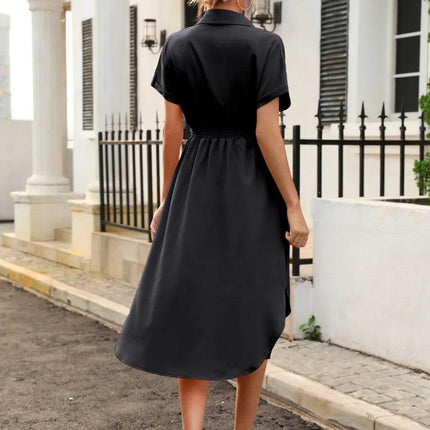 Tied Button Up Shirt Dress - MimiStylez