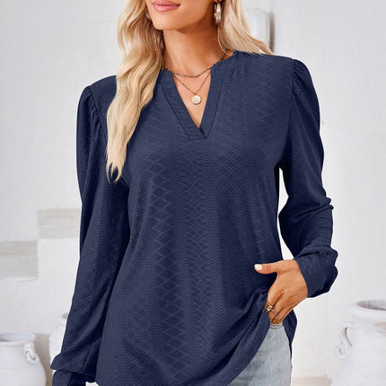 Notched Long Sleeve T-Shirt - MimiStylez