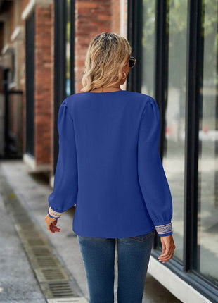 V-Neck Long Sleeve Blouse - MimiStylez