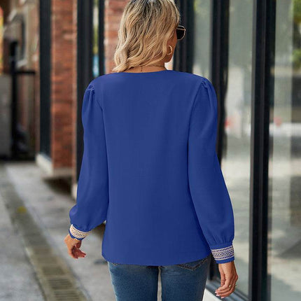 V-Neck Long Sleeve Blouse - MimiStylez