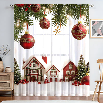 1PC Festive Christmas Printed Curtains