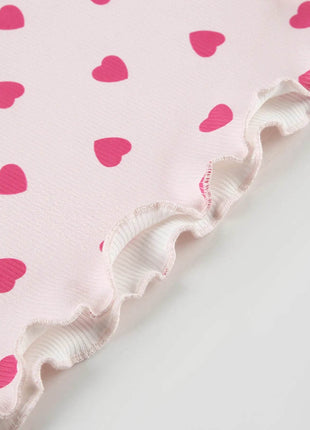 Heart Print Top and Shorts Loungewear Set - MimiStylez