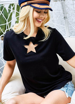 BiBi Star Cutout Short Sleeve T-Shirt - MimiStylez