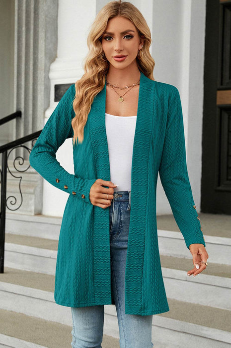 Open Front Long Sleeve Cardigan - MimiStylez