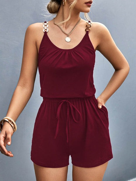 Scoop Neck Romper with Pockets - MimiStylez