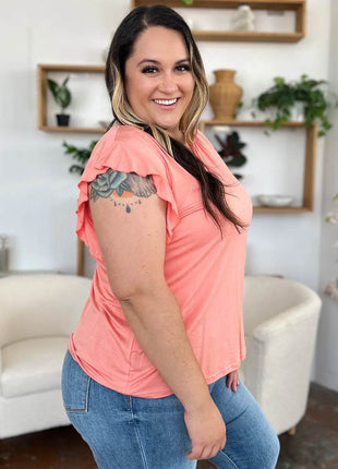 Basic Bae Full Size Bamboo Notched Ruffled Short Sleeve T-Shirt - MimiStylez