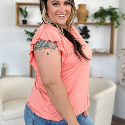 Basic Bae Full Size Bamboo Notched Ruffled Short Sleeve T-Shirt - MimiStylez